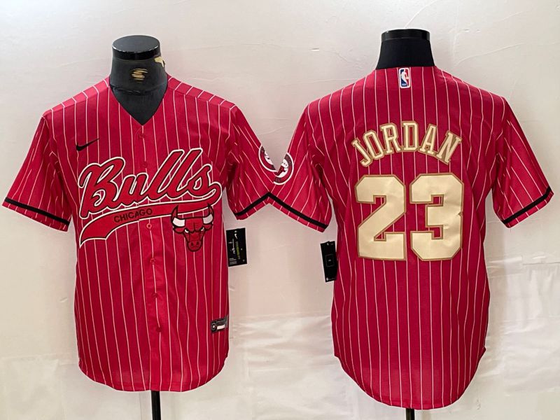 Men Chicago Bulls #23 Jordan Red Stripe Jointly 2024 Nike NBA Jersey style 1